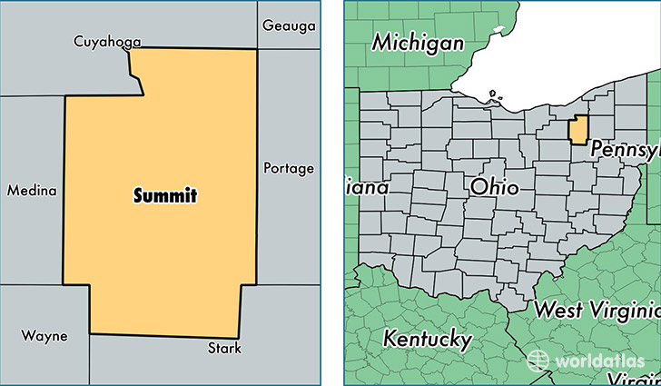 location of Summit county on a map