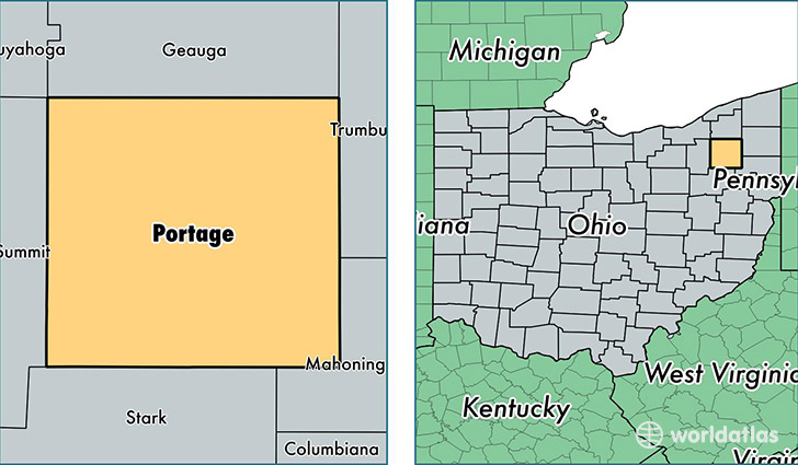 location of Portage county on a map