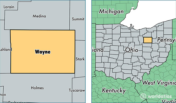 location of Wayne county on a map