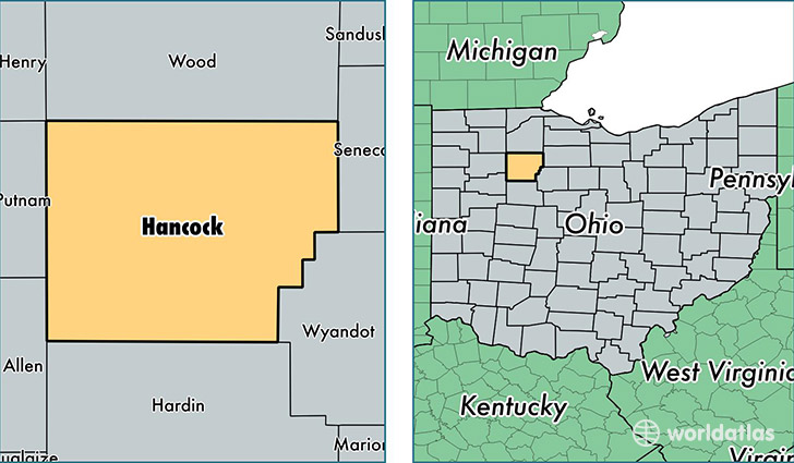 location of Hancock county on a map