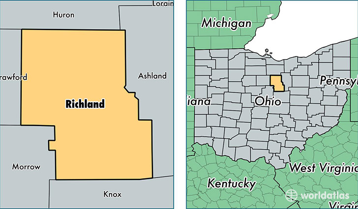 location of Richland county on a map