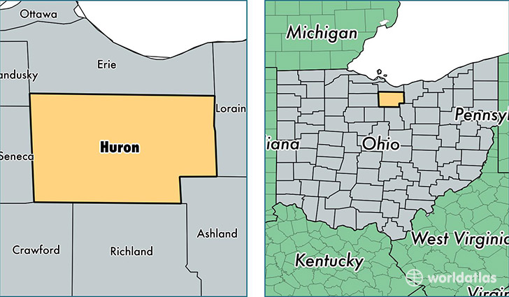 location of Huron county on a map