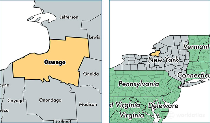 location of Oswego county on a map