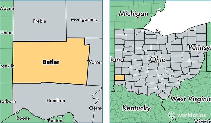 location of Butler county on a map