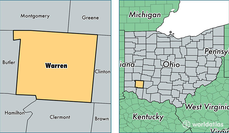 location of Warren county on a map