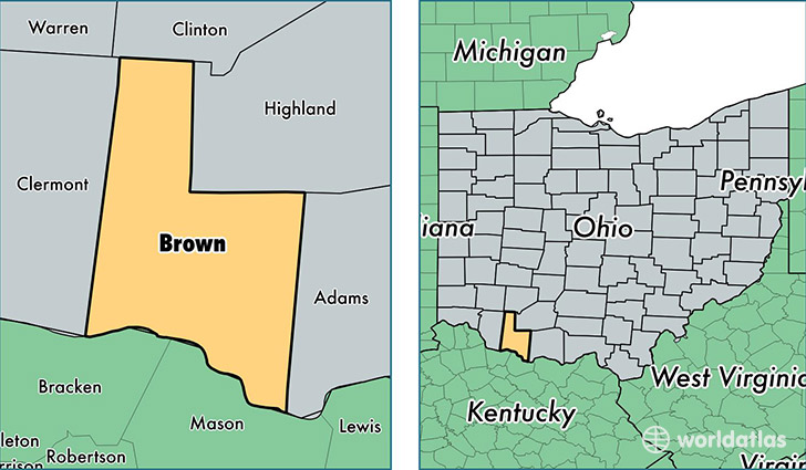 location of Brown county on a map