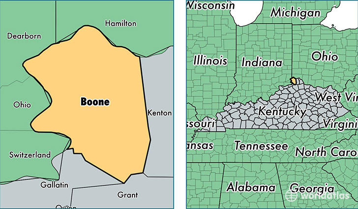 location of Boone county on a map