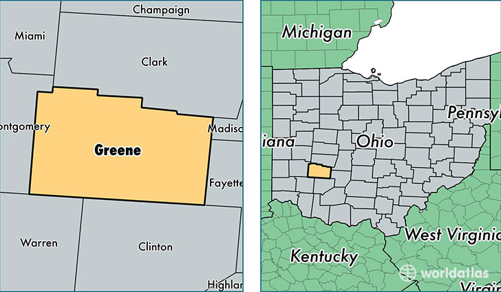 location of Greene county on a map