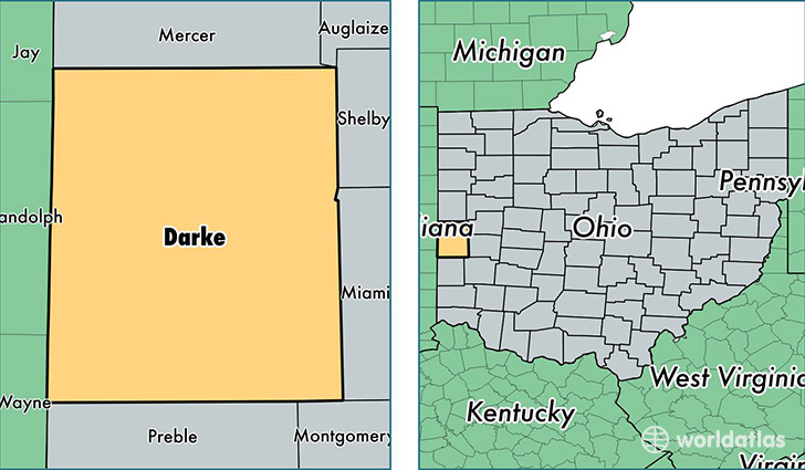 location of Darke county on a map