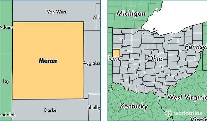 location of Mercer county on a map