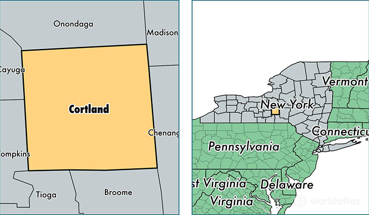 location of Cortland county on a map