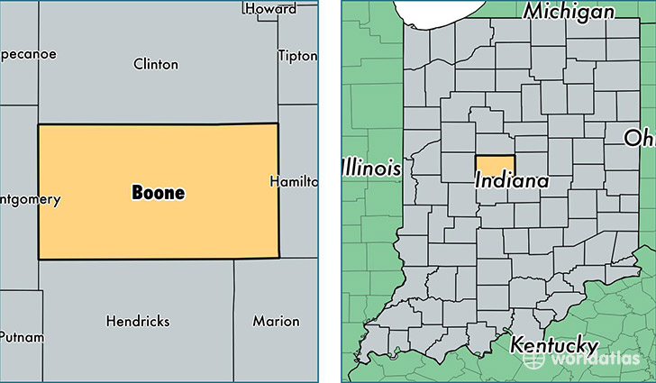 location of Boone county on a map