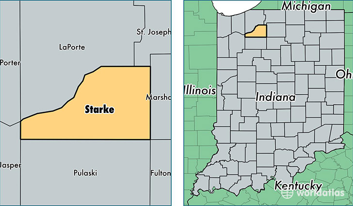 location of Starke county on a map