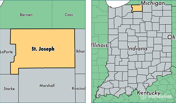 location of St Joseph county on a map