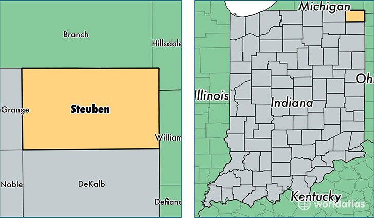 location of Steuben county on a map