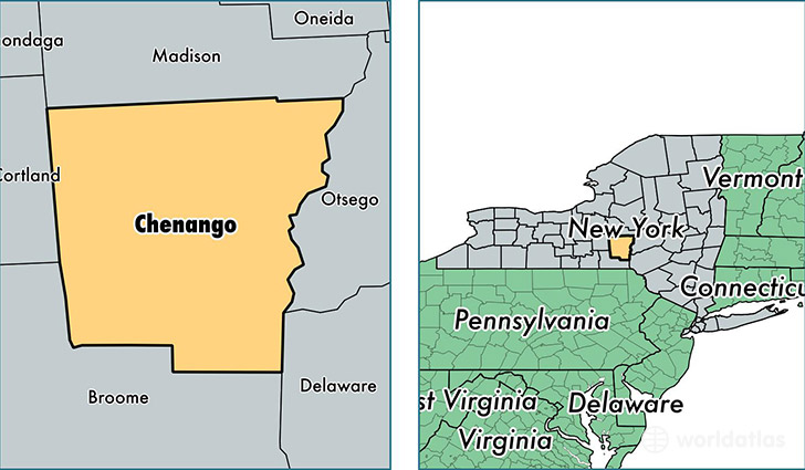 location of Chenango county on a map