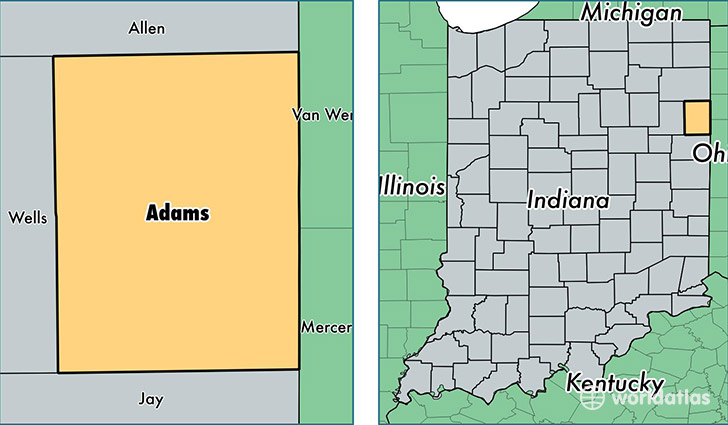 location of Adams county on a map