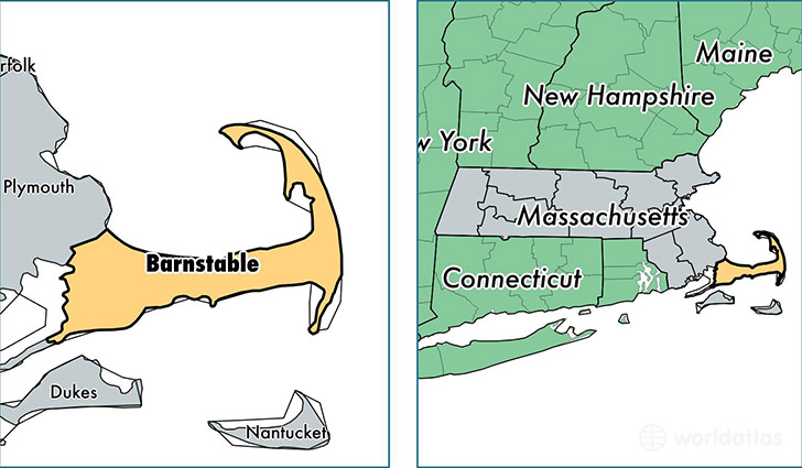 location of Barnstable county on a map