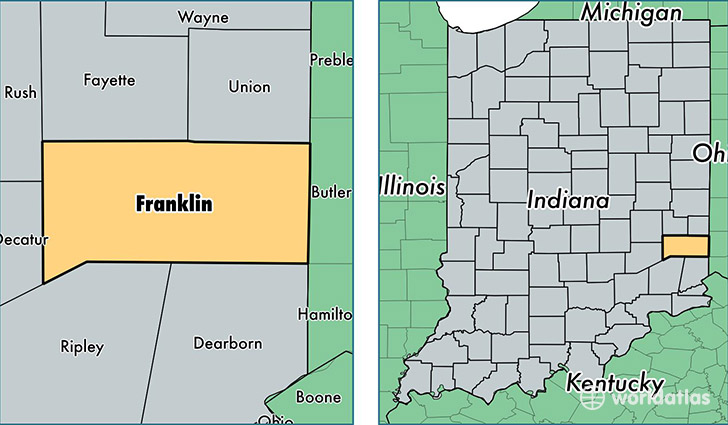 location of Franklin county on a map