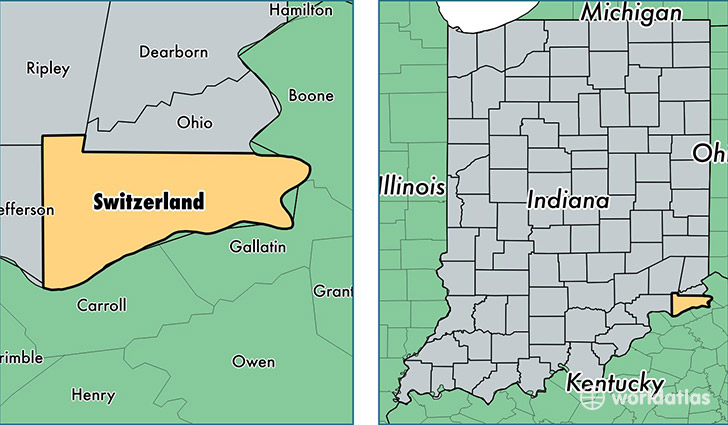 location of Switzerland county on a map