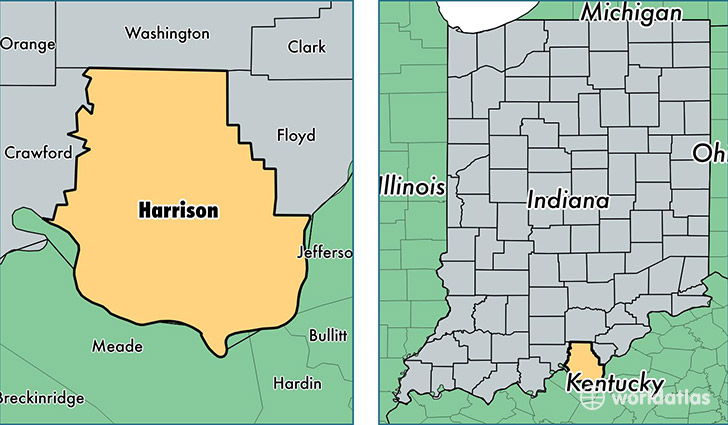 location of Harrison county on a map