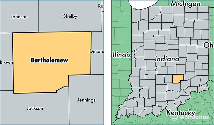 location of Bartholomew county on a map