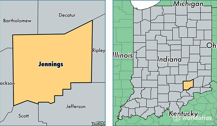 location of Jennings county on a map