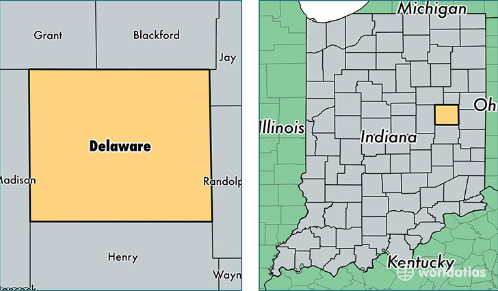 location of Delaware county on a map