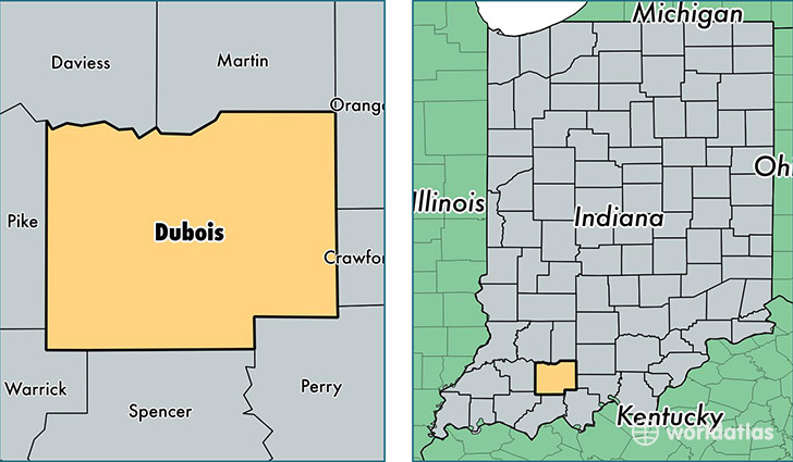 location of Dubois county on a map