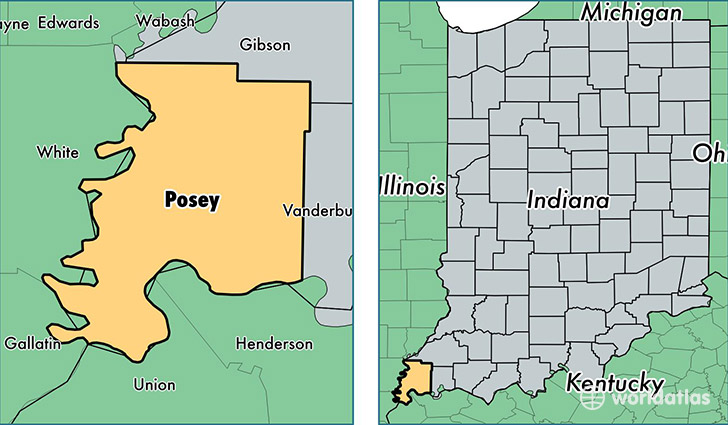 location of Posey county on a map