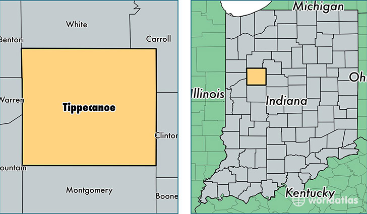 location of Tippecanoe county on a map