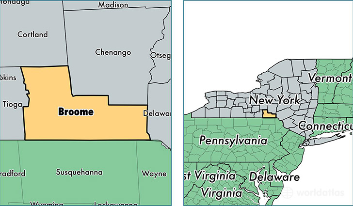 location of Broome county on a map