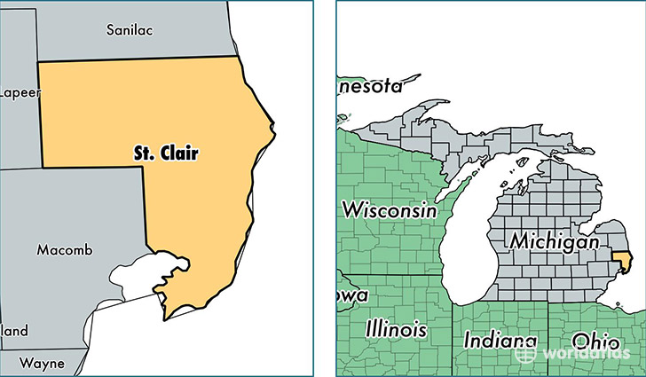 location of Saint Clair county on a map