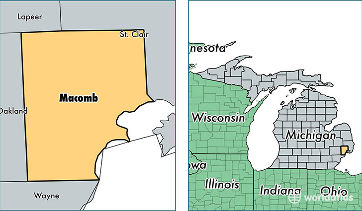 location of Macomb county on a map