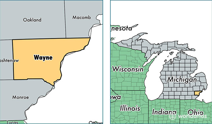 location of Wayne county on a map