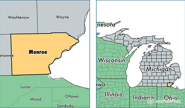 location of Monroe county on a map