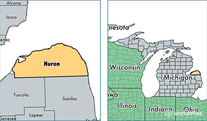 location of Huron county on a map