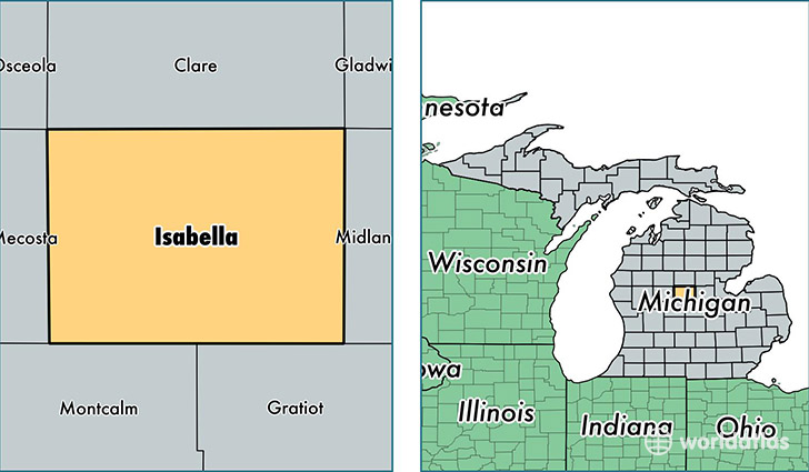 location of Isabella county on a map