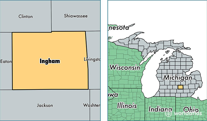 location of Ingham county on a map