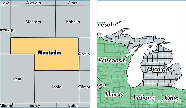 location of Montcalm county on a map