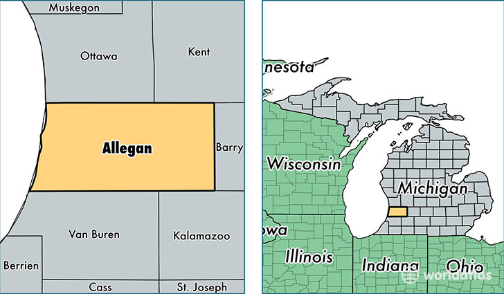 location of Allegan county on a map