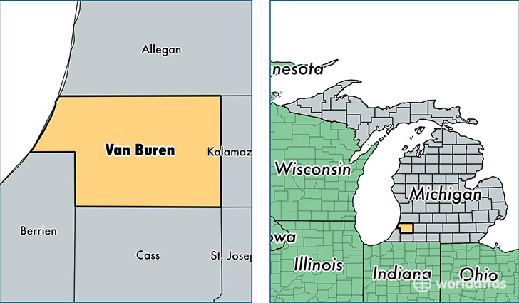 location of Van Buren county on a map