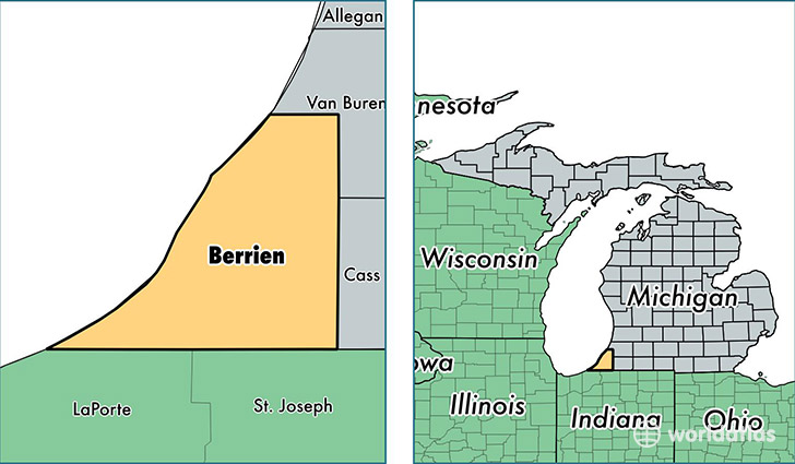 location of Berrien county on a map