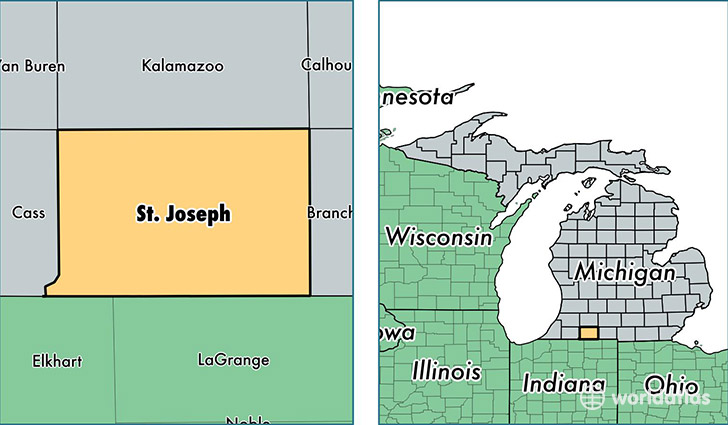 location of Saint Joseph county on a map