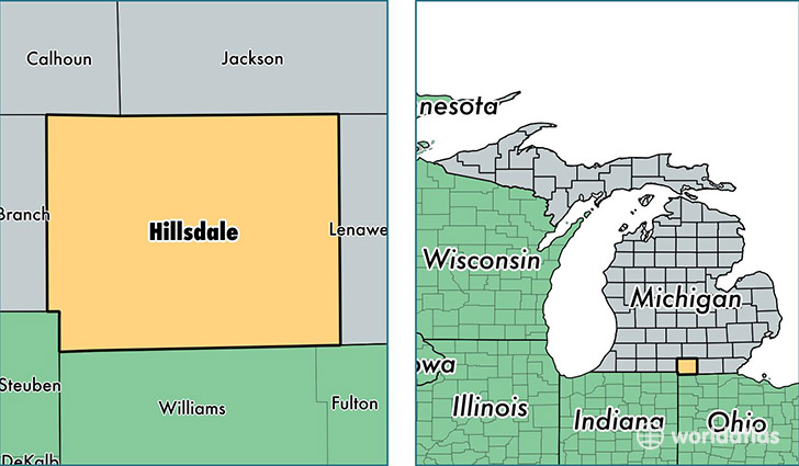 location of Hillsdale county on a map