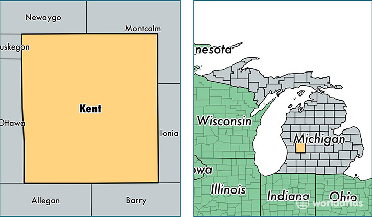 location of Kent county on a map