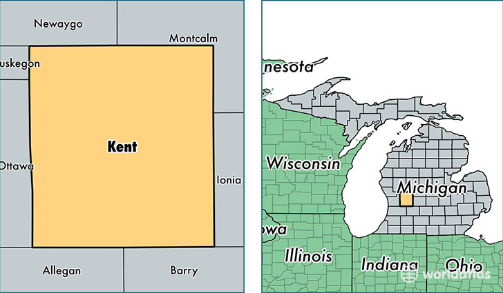 location of Kent county on a map