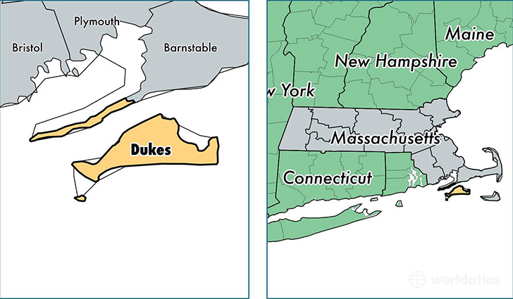location of Dukes county on a map