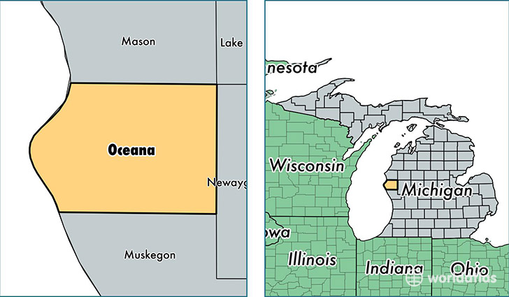 location of Oceana county on a map