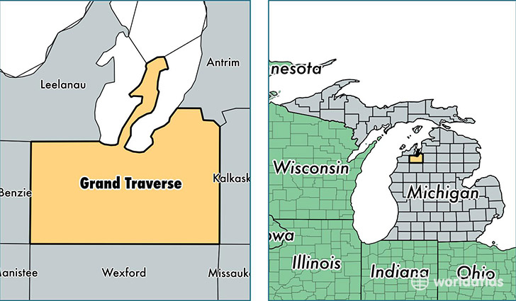 location of Grand Traverse county on a map